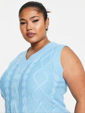 nwt YOURS Blue Cable Knit Sweater Vest, Plus Size (US 22-24)